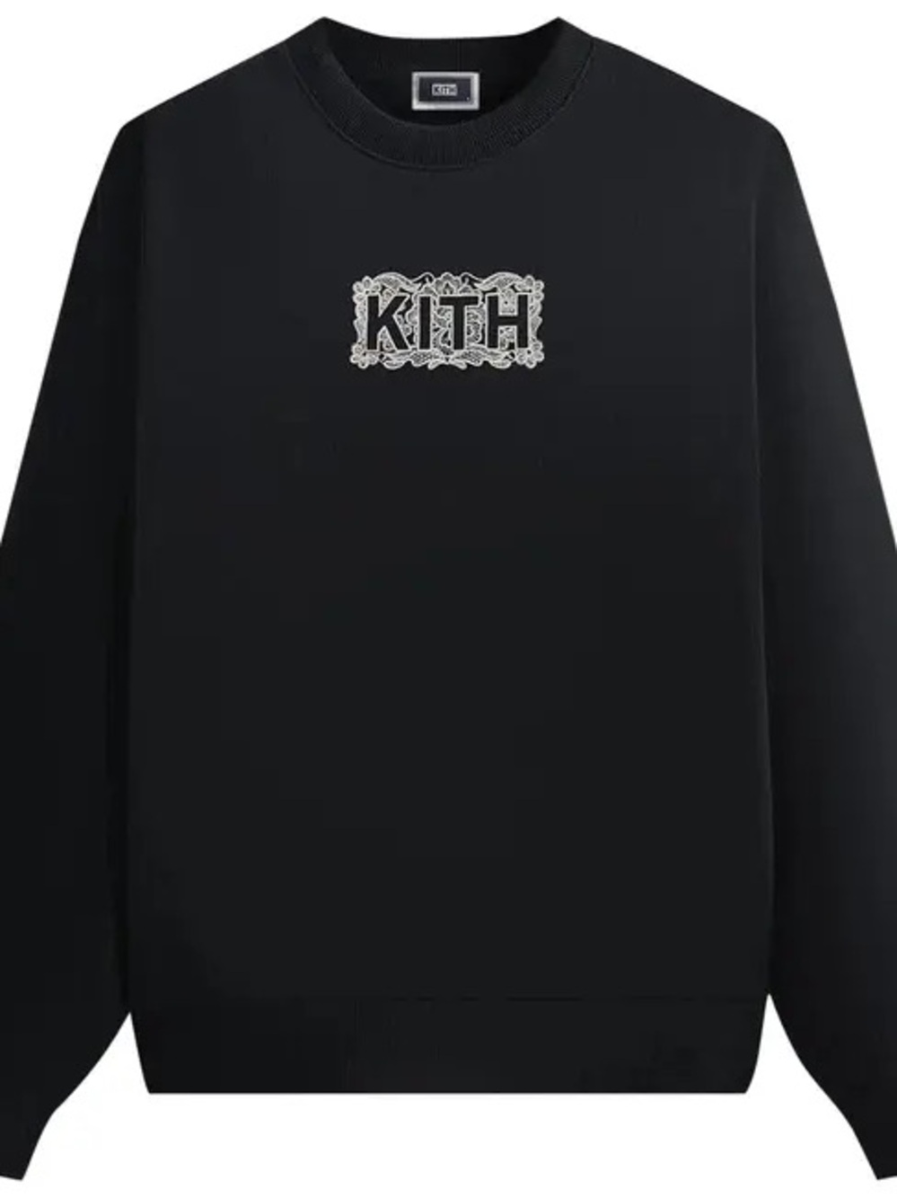 Kith Black Crewneck Sweatshirt with White Embroidered Logo